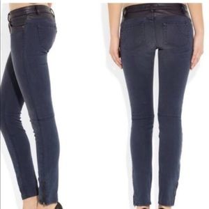 Maje moto leather black denim zip skinny jeans